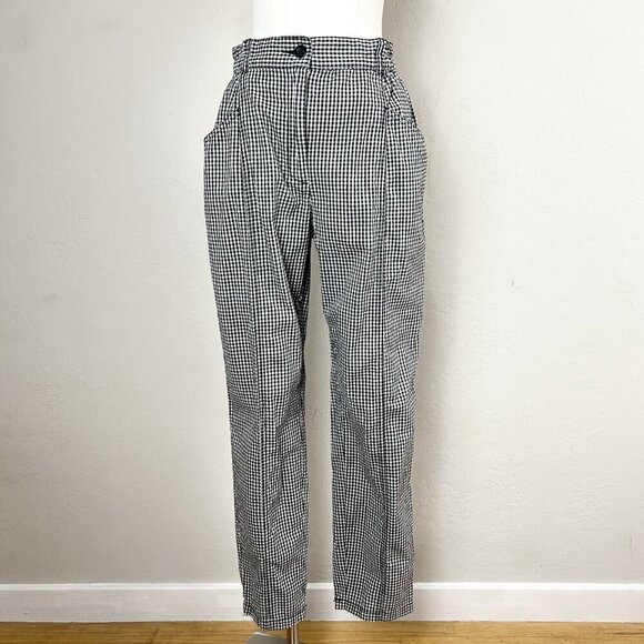 Urban Outfitters Silence Noise Gingham Black Plaid Tapered Trousers Pants Size 4 - Picture 1 of 13